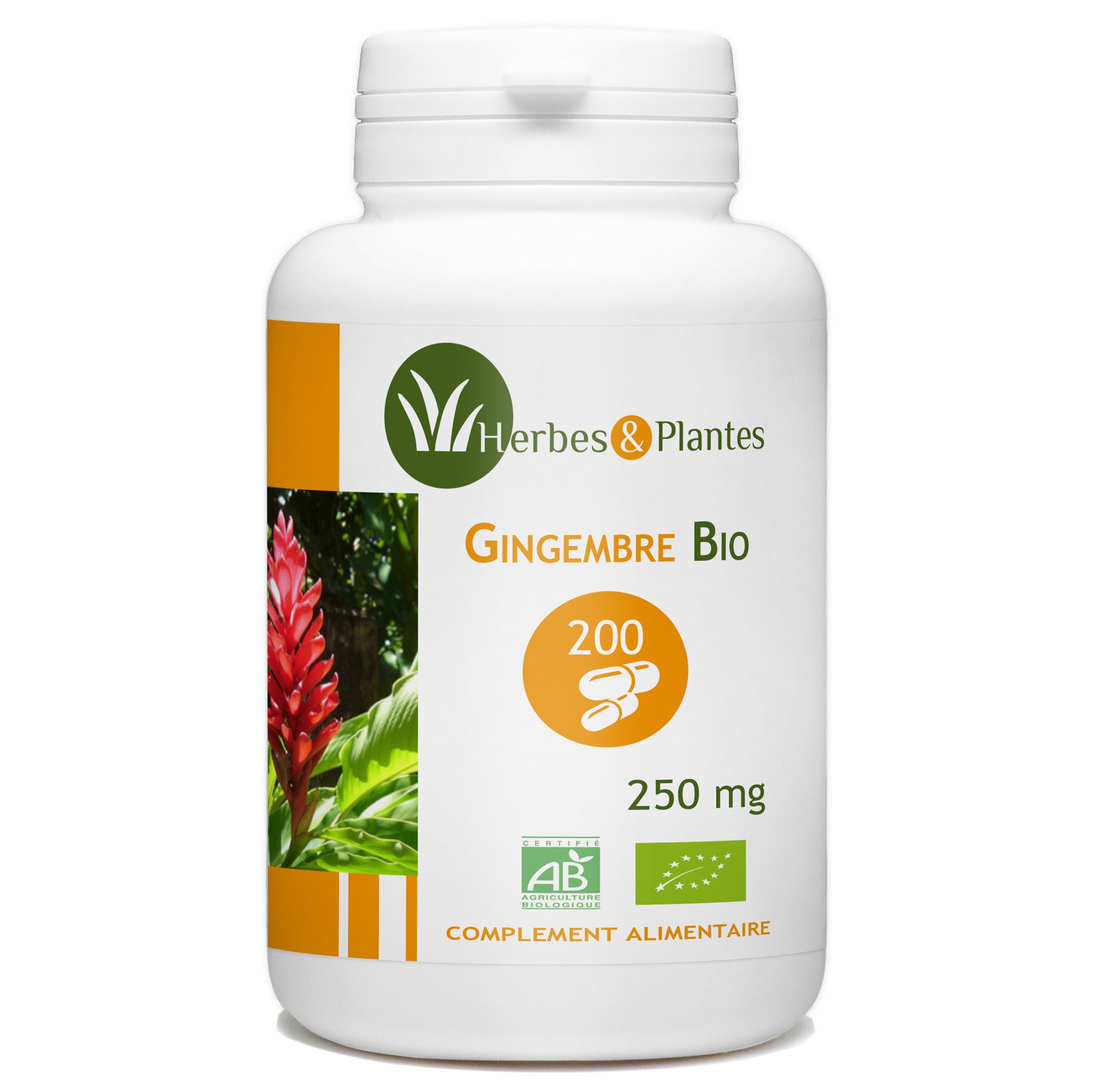 Herbes Et Plantes Gingembre Bio 200 Gélules Végétales 250 mg