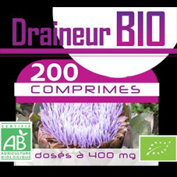200 Comprimes complexe Draineur Bio- Artichaut-Aubier de tilleul-Radis noir 400 mg