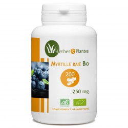 Myrtille Bio (Baies) - 250 mg - 200 gélules végégtales - Herbes & Plantes