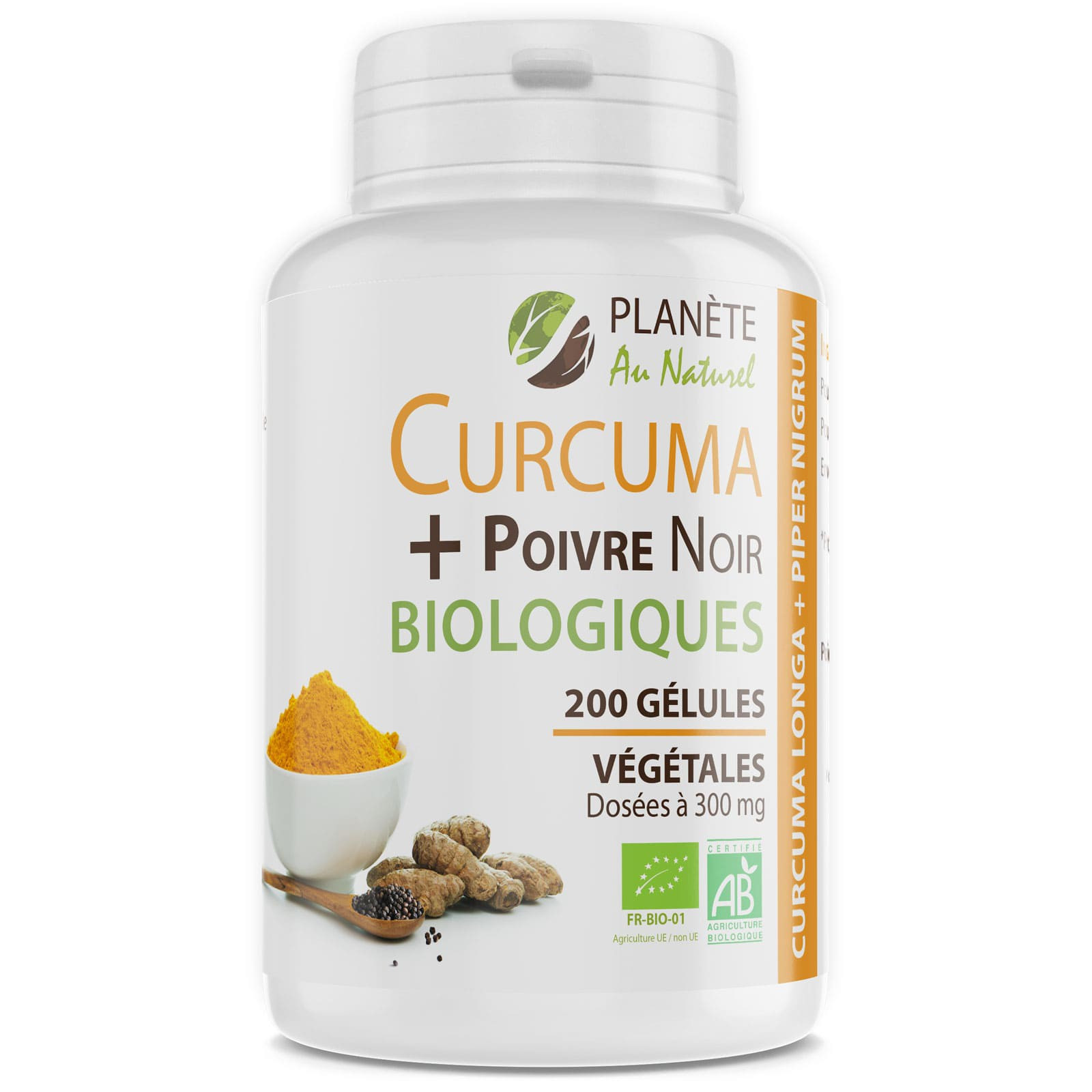 Curcuma et Poivre Noir Bio 300mg - 200 gélules végétales - EML