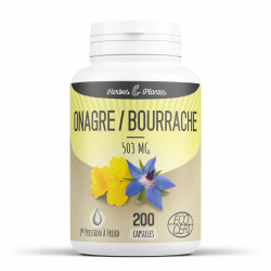 Mélange Onagre/Bourrache Bio - 503 mg - 200 Capsules - Herbes & Plantes