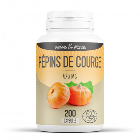 Pépin de Courge Bio - 420 mg - 200 Capsules - Herbes & Plantes